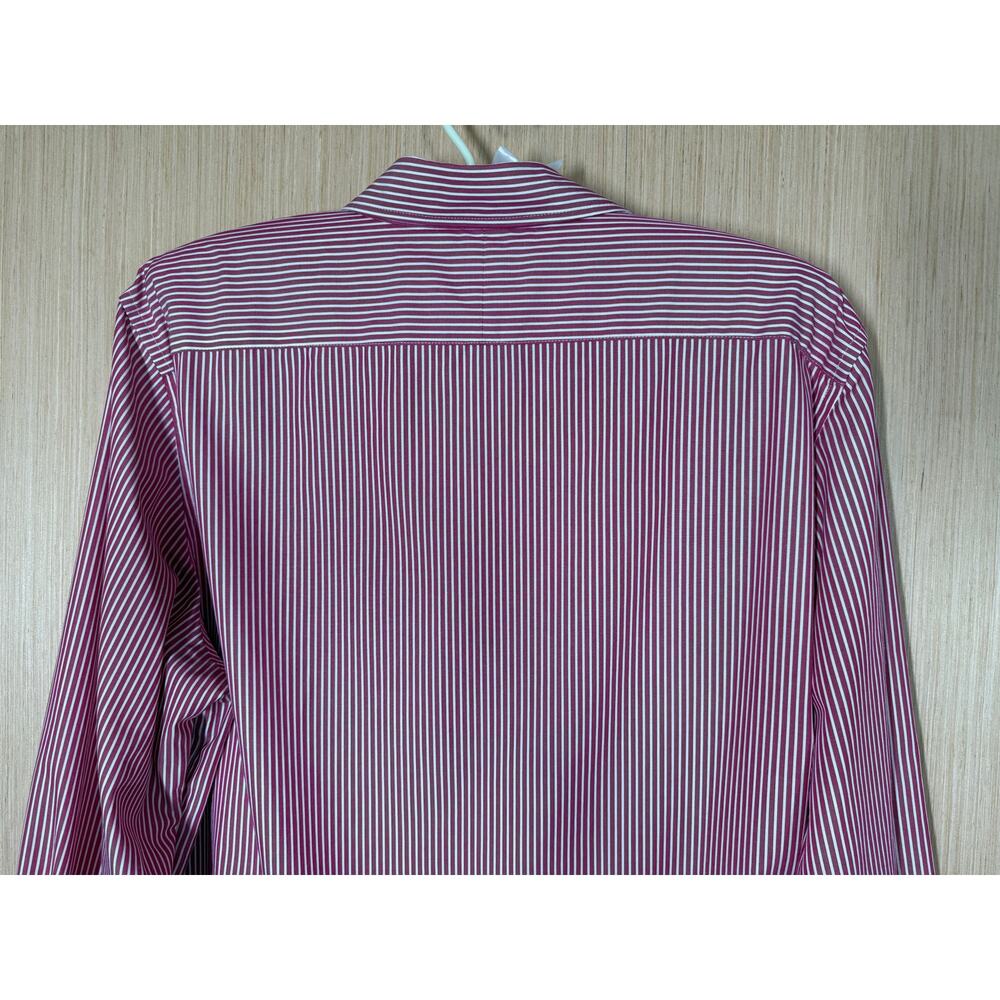 Lauren Ralph Lauren Non Iron Striped Button Up Top XXL Cotton Dark Pink White - Picture 5 of 10